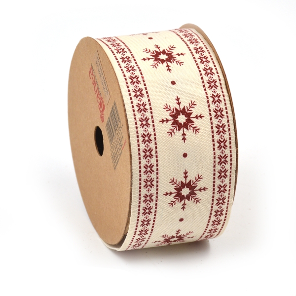 Rola textila Craciun fulgi crem 4cm x 5m
