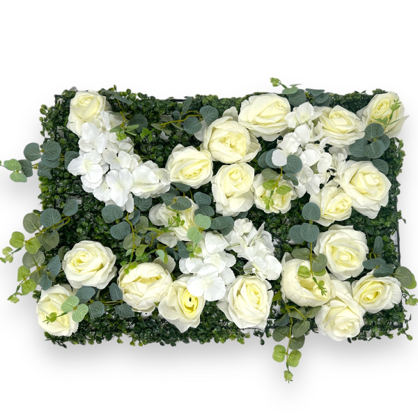 Panou Floral 60cm x 40cm Alb cu Verdeata 19-177